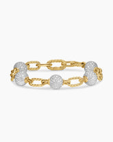 DY Madison® Pavé Bead Chain Bracelet in 18K Yellow Gold with Diamonds, 8.5mm